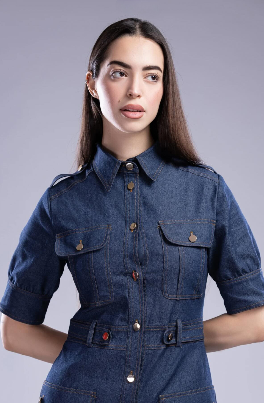 CAUSUAL DENIM MIDI DRESS