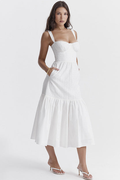 VINTAGE MIDI WHITE DRESS